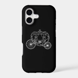 Princess Carriage, White on Black. iPhone 17 Case
