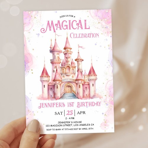 Princess Castle 1st Birthday Party Invitation