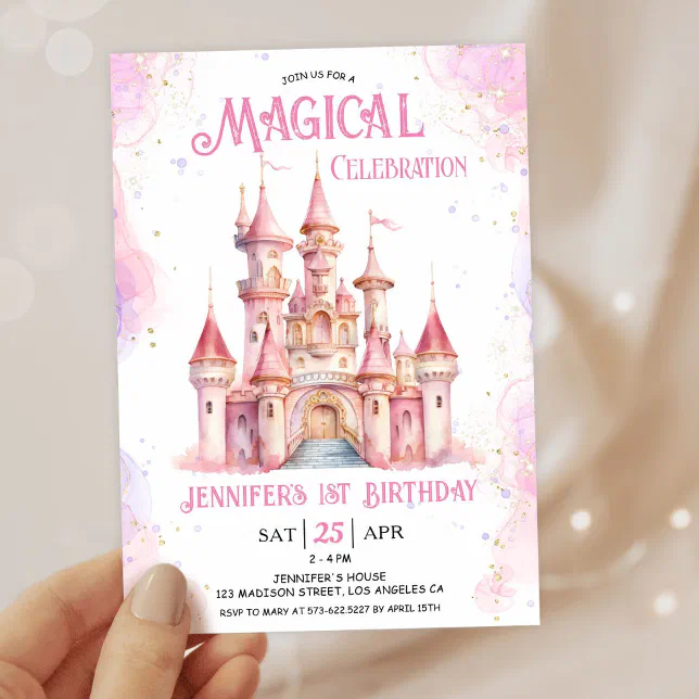 Princess Castle 1st Birthday Party Invitation | Zazzle