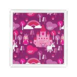 princess castle and unicorn rainbow acrylic tray