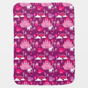 princess castle and unicorn rainbow baby blanket
