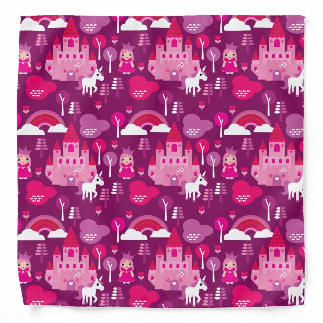princess castle and unicorn rainbow bandana (Front)