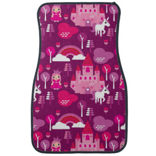 princess castle and unicorn rainbow car mat