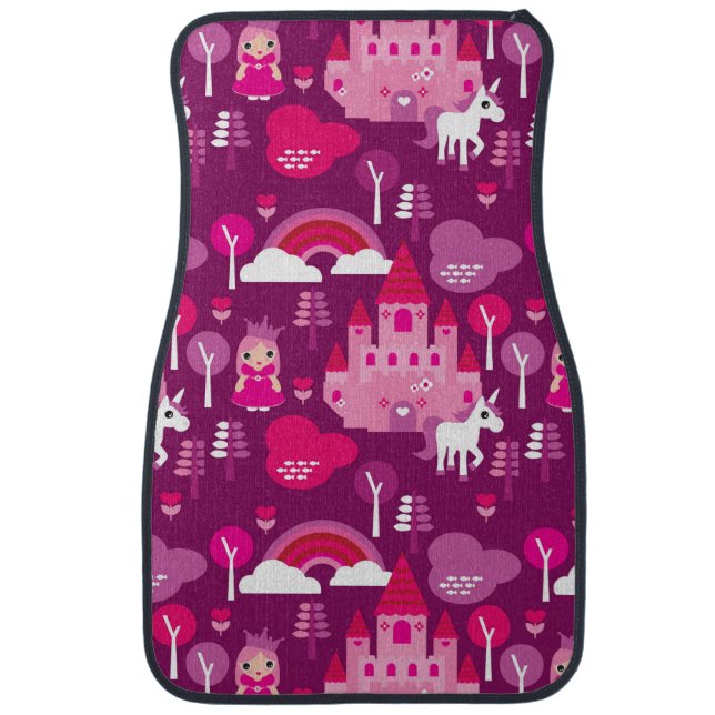 princess castle and unicorn rainbow car mat (Front)