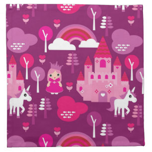princess castle and unicorn rainbow cloth napkin