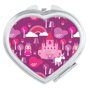 princess castle and unicorn rainbow compact mirror
