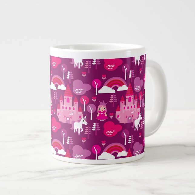 princess castle and unicorn rainbow giant coffee mug (Front Right)