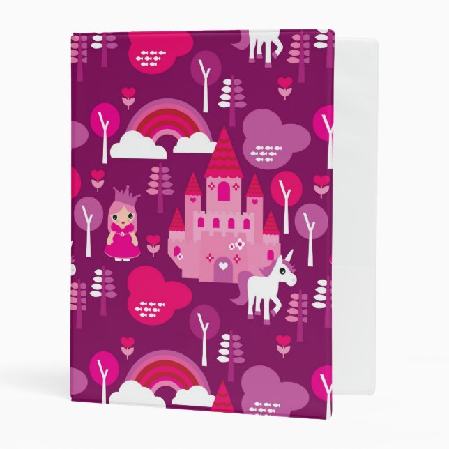princess castle and unicorn rainbow mini binder (Front/Inside)