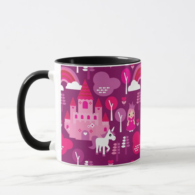 princess castle and unicorn rainbow mug (Left)