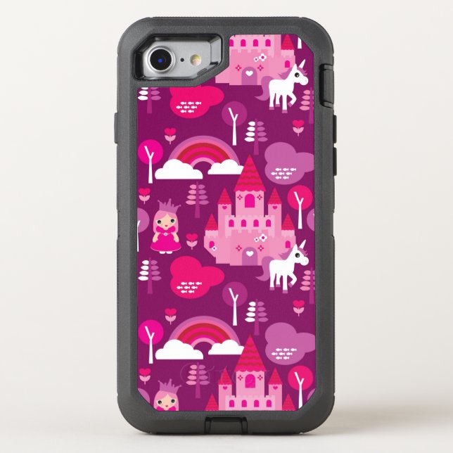 princess castle and unicorn rainbow otterbox iPhone case (Back)