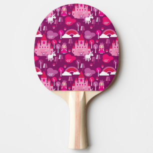 princess castle and unicorn rainbow ping pong paddle