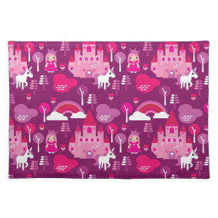 princess castle and unicorn rainbow placemat