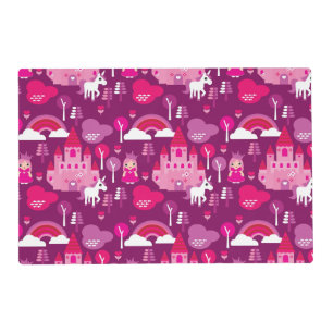 princess castle and unicorn rainbow placemat