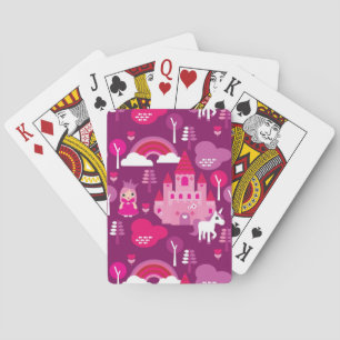 princess castle and unicorn rainbow poker cards