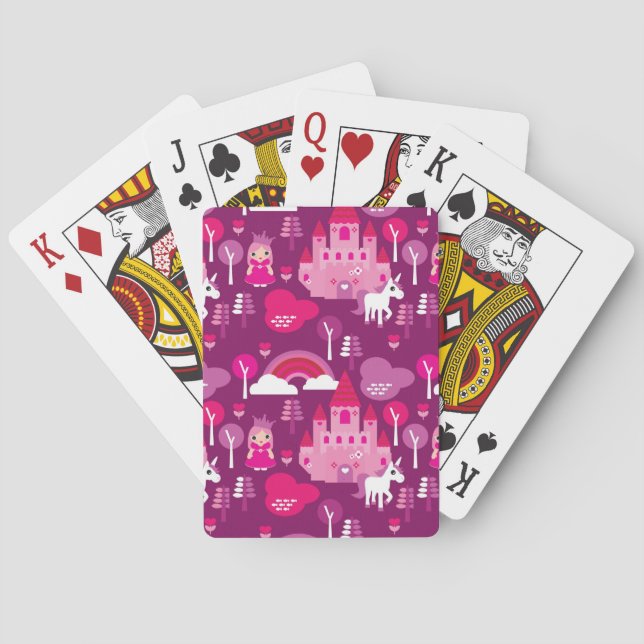 princess castle and unicorn rainbow poker cards (Back)