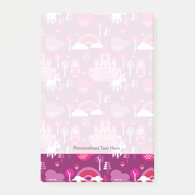 princess castle and unicorn rainbow post-it notes (Front)