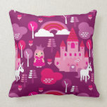 princess castle and unicorn rainbow throw pillow
