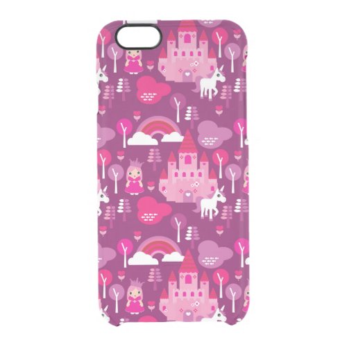 princess castle and unicorn rainbow clear iPhone 66S case