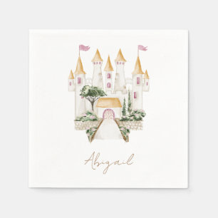 Princess Castle Baby Shower Gold Text Napkins