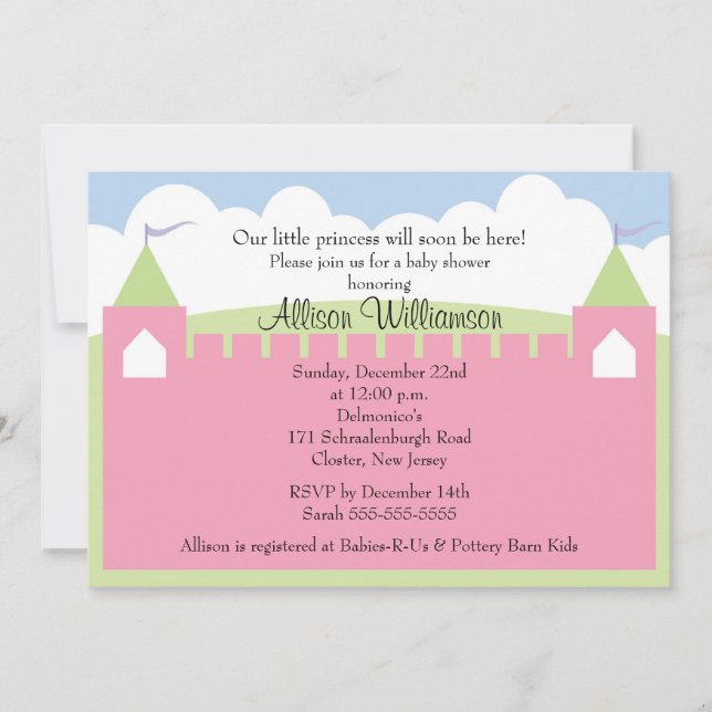 Princess Castle Baby Shower Invitation (Front)