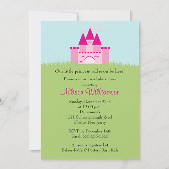 Princess Castle Baby Shower Invitation (Front)