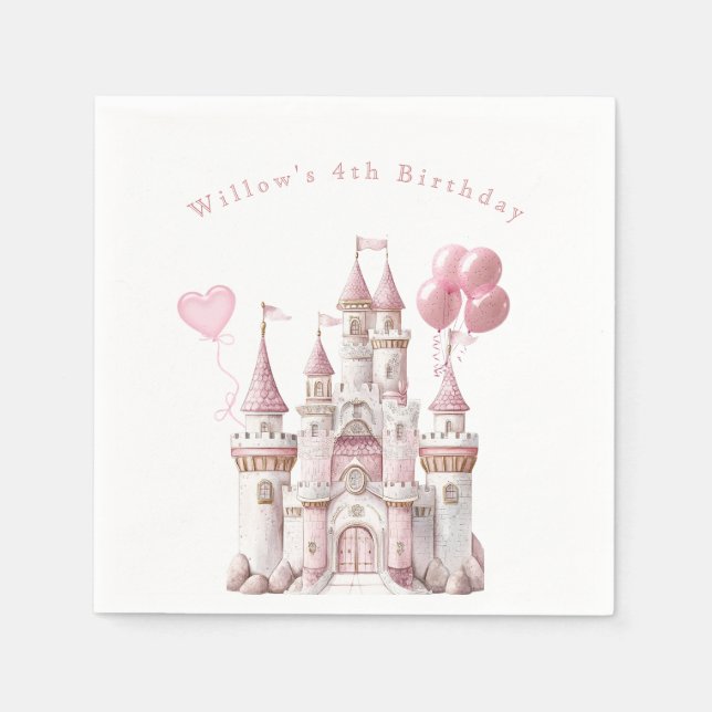 Princess Castle Balloons Napkins (Front)