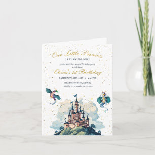 Princess Castle Birthday Fantasy Dragon Party Kids Invitation