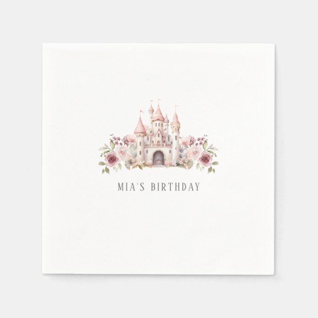 Princess Castle Birthday Girls Napkins (Front)