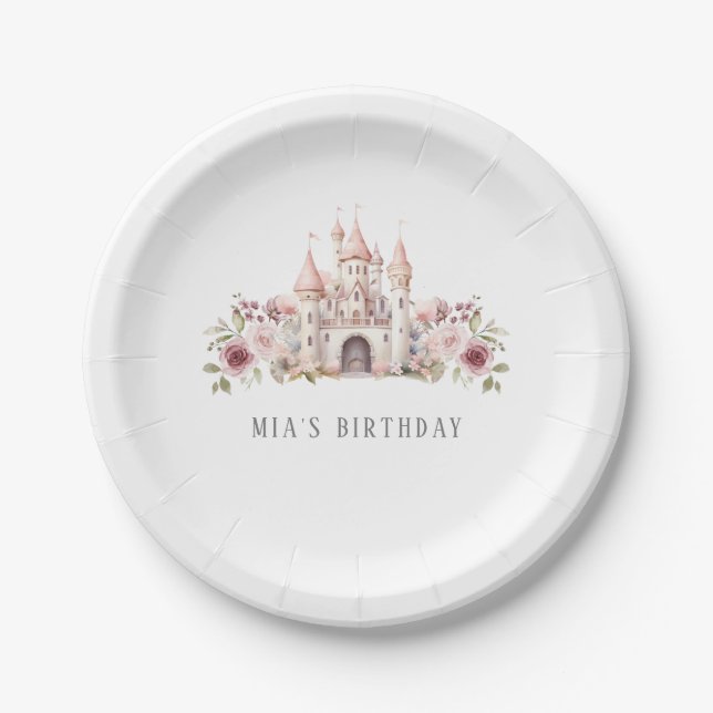 Princess Castle Birthday Girls Paper Plates (Front)