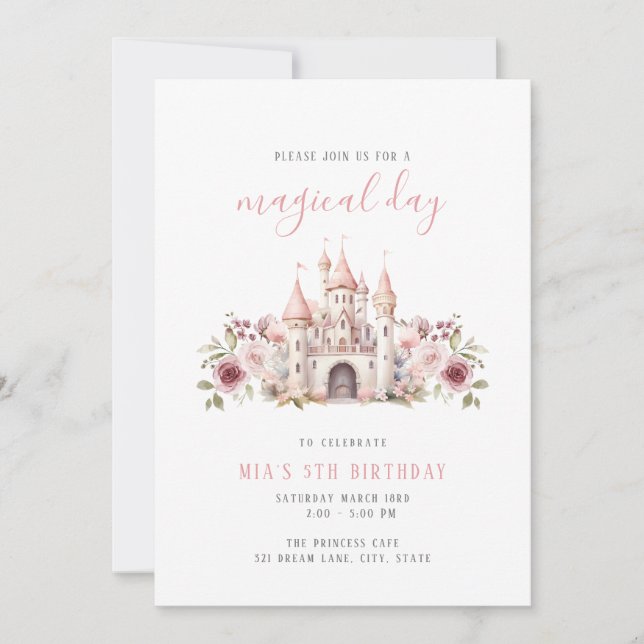 Princess Castle Birthday Invitation Girls (Front)