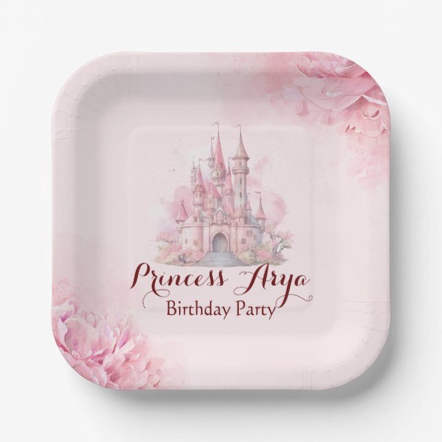 Princess Castle Birthday Paper Plate (Front)