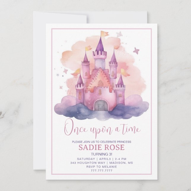Princess Castle Birthday Party Invitation (Front)