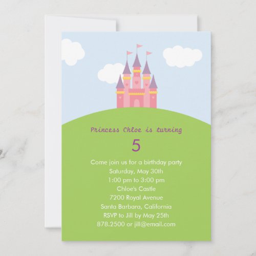 Princess Castle Birthday Party Invitation