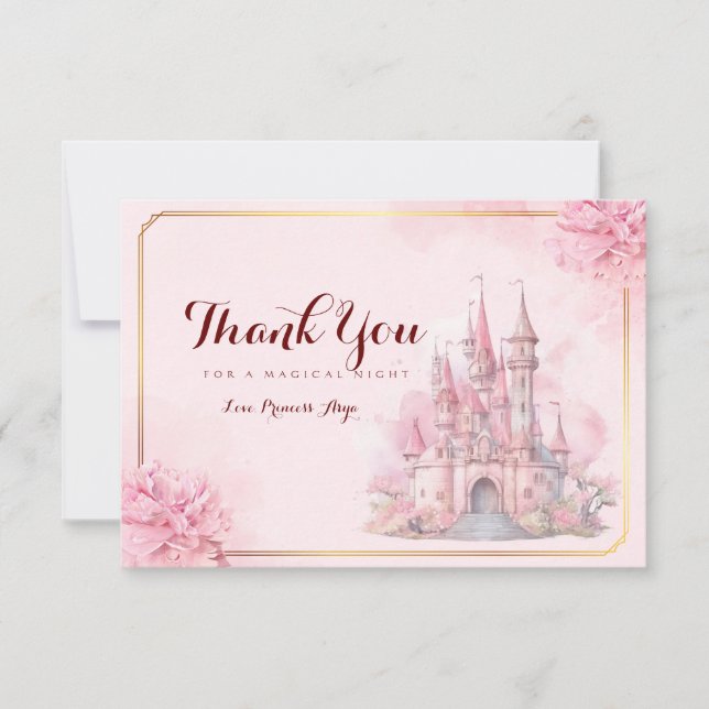Princess Castle Birthday Thank You Card (Front)