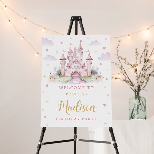 Princess Castle Birthday Welcome Sign (In Situ (Stand))