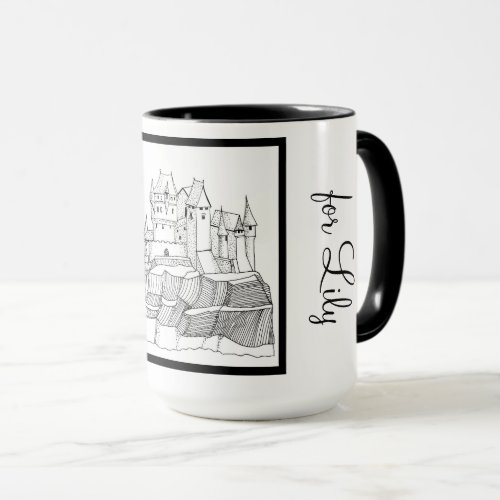 Princess Castle Black and White Ringer 15oz Mug