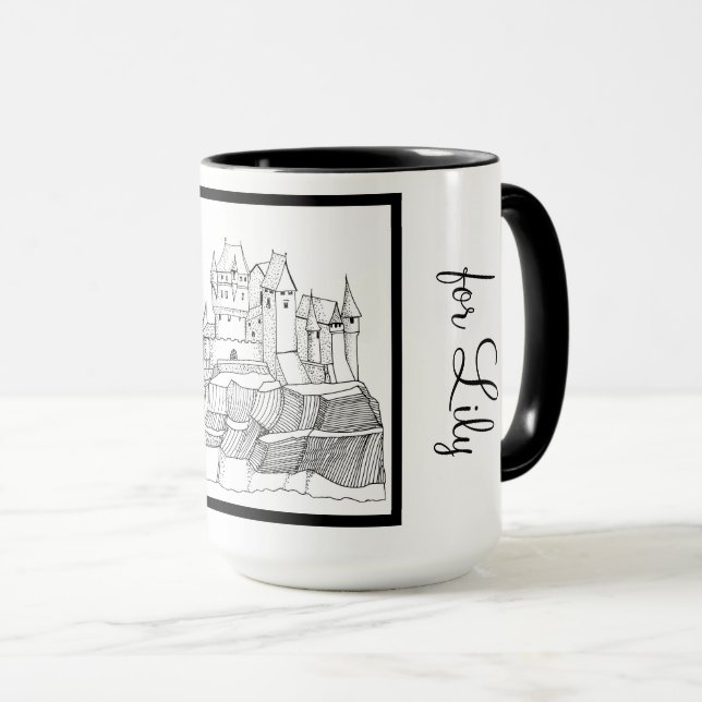 Princess Castle Black and White Ringer 15oz Mug (Front Right)
