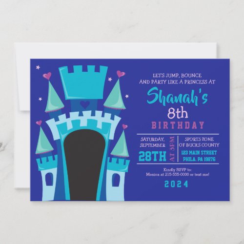 PRINCESS CASTLE BOUNCE HOUSE Birthday Party Invitation