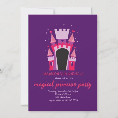 PRINCESS CASTLE BOUNCE HOUSE Birthday Party Invitation