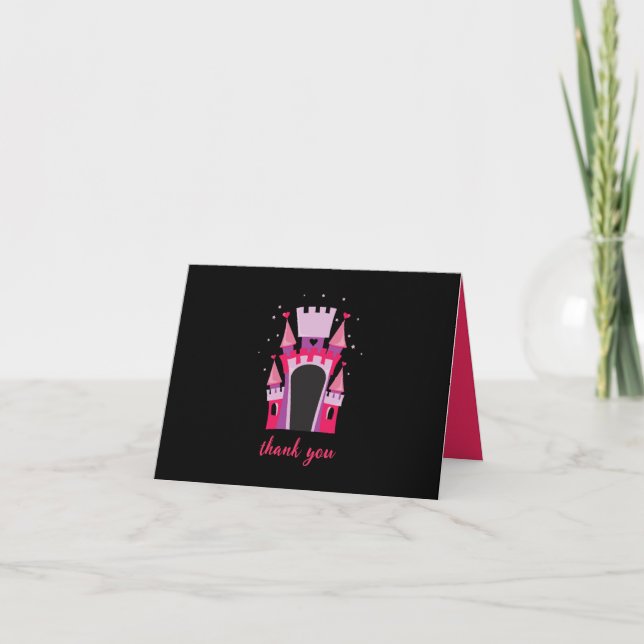 PRINCESS CASTLE BOUNCE HOUSE Birthday Party Thank You Card (Front)