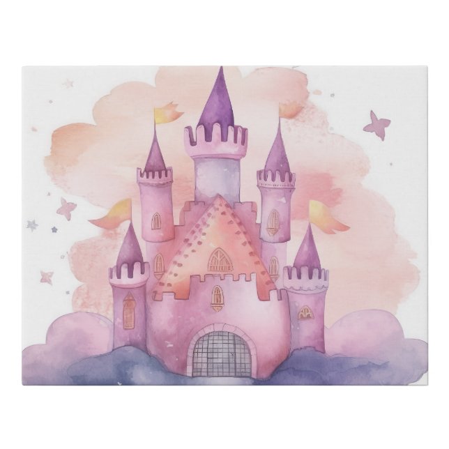 Princess castle canvas print for girls bedroom (Front)
