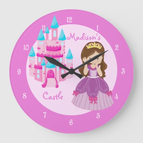 Princess Castle Custom Pink Clock