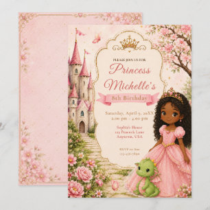 Princess Castle Dragon Birthday Party Invitation