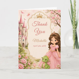 Princess Castle Dragon Thank you Card