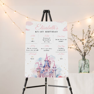 Princess Castle Fairytale 1st Birthday Milestone Foam Board