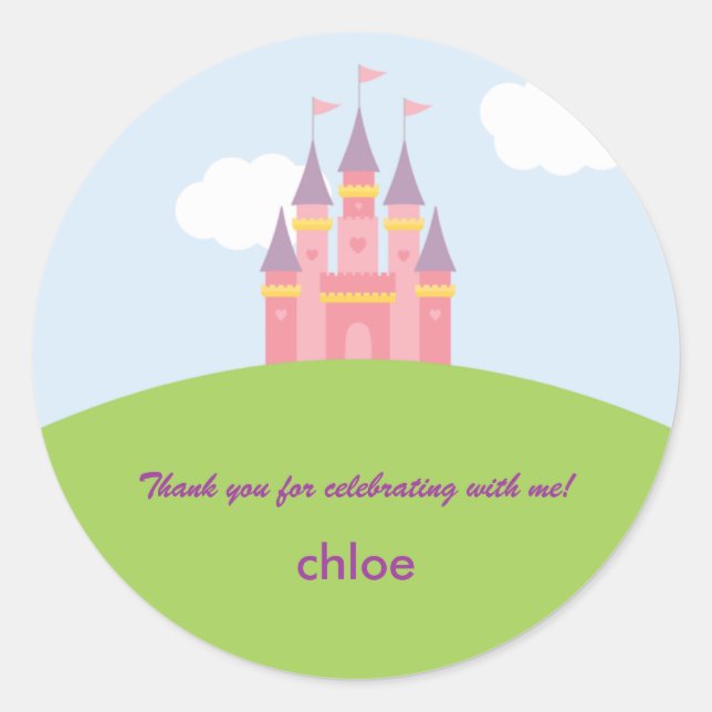 Princess Castle Favor Sticker or Envelope Seal (Front)