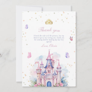 Princess Castle Girl 1st Birthday, Princess Party Thank You Card