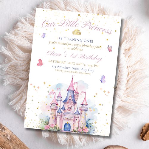 Princess Castle Girl Birthday Princess 1ST Birthd Invitation