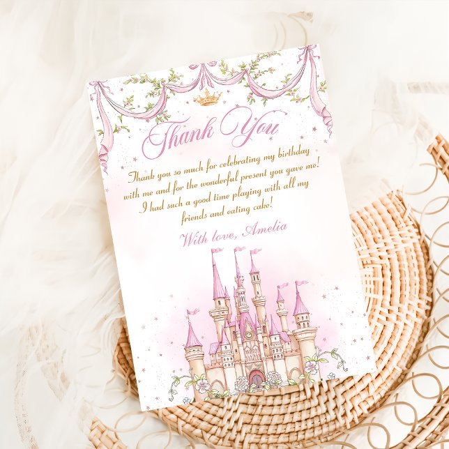 Princess Castle Girl Birthday Thank You Card (Creator Uploaded)