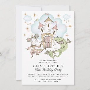 Princess Castle Girl's 1st Birthday Invitation